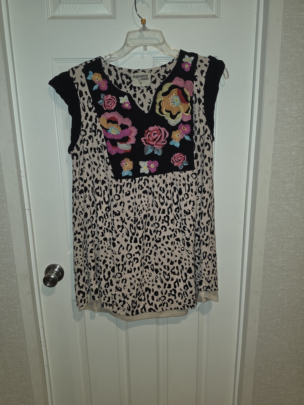 Savanna Jane Embroidered Leopard Print Dress